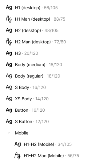 Styles de textes Figma